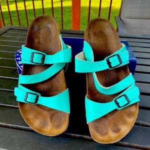 Birkenstock salina birkis custom leather Tiffany blue 11 42 reg width sandals